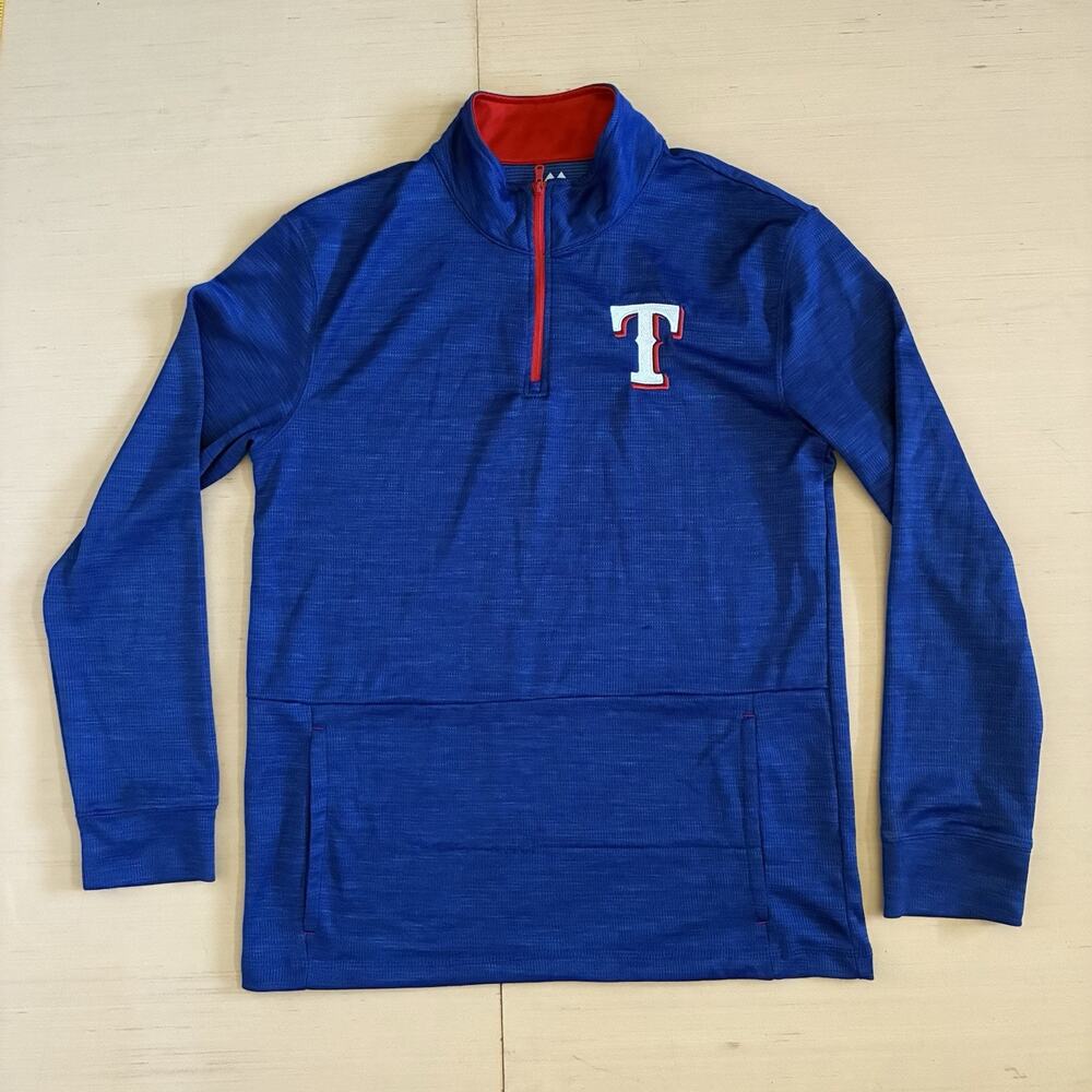 Majestic Men's Size M Texas Rangers 1/4 Zip Lightweight Baseball MLB Pullover